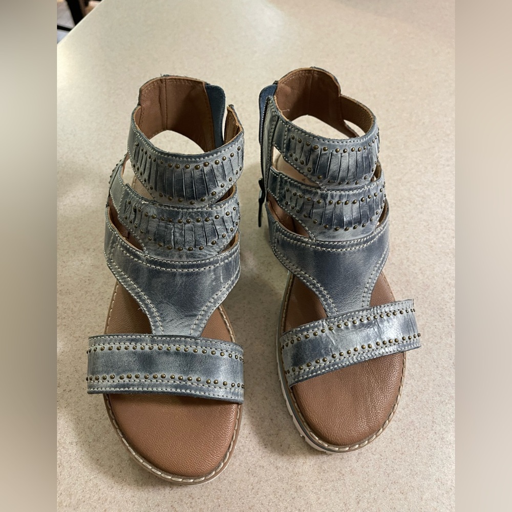 Roan by Bedstu blue zip up sandals